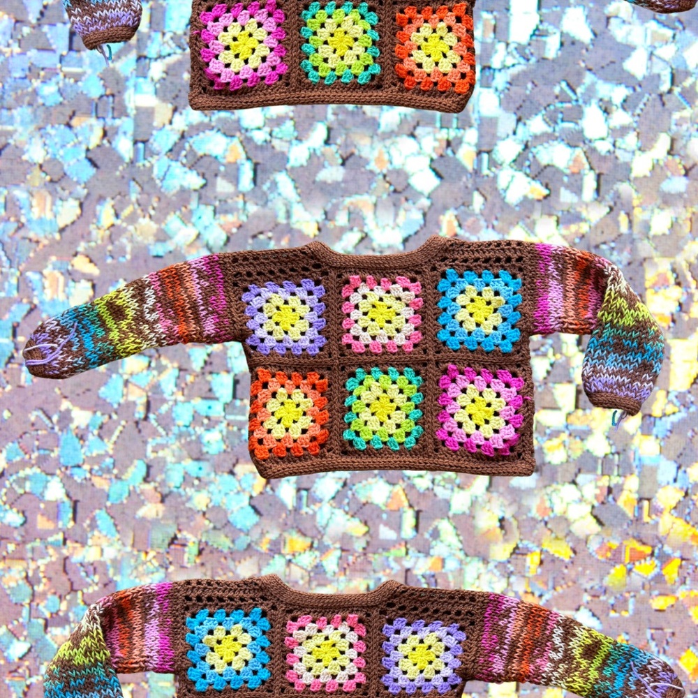 Colorful Crochet Knit Sweater